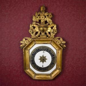 Barometro Periodo Napoleone III In Legno Dorato - Francia Metà XIX Secolo